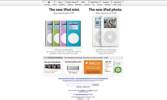 Página De Inicio De Apple 2005